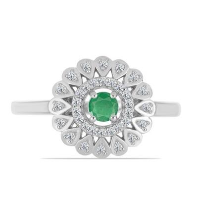 BUY 925 SILVER NATURAL EMERALD GEMSTOME RING